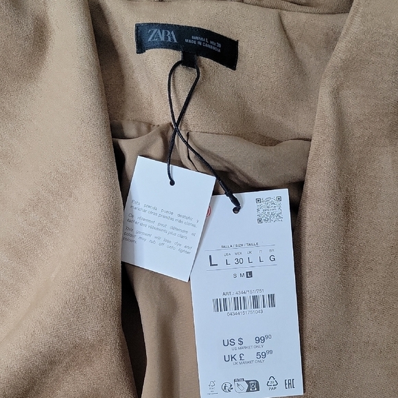 Zara Faux Suede Wrap Jacket - Picture 4 of 6